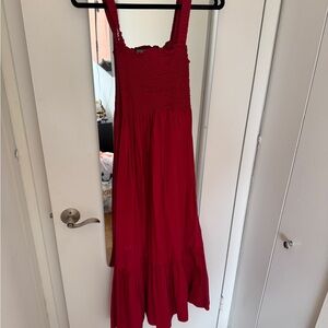 Hill House Red Smocked Nap Dress